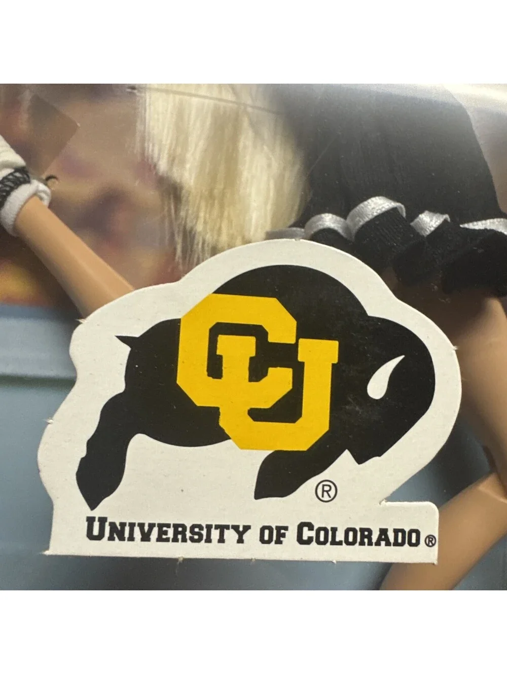 1996 University Of Colorado Bolder Barbie Doll Buffs Cheerleader Blonde Pom Pom